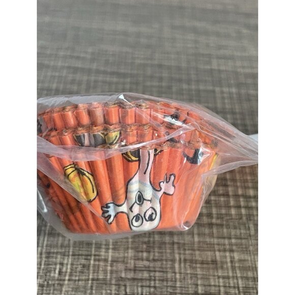 Vintage Halloween Mini Cupcake Muffin Liners Baking Cups Orange Ghosts ACME 75pk - Picture 3 of 9